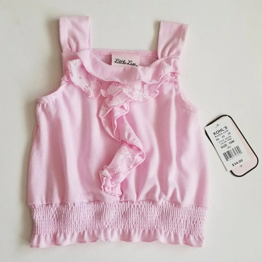 Little Lass Girls Lace Ruffle Top Shirt 18 Mos